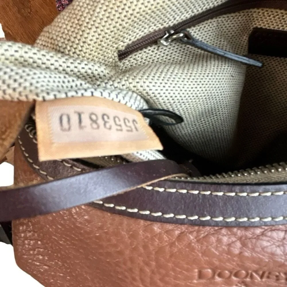 Dooney & Bourke Pebbled Leather Hobo Shoulder Bag Brown Silver Hardware Classic